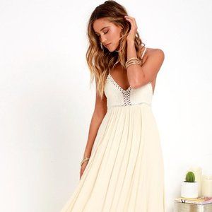 Lulu's Cream Macrame Maxi Dress